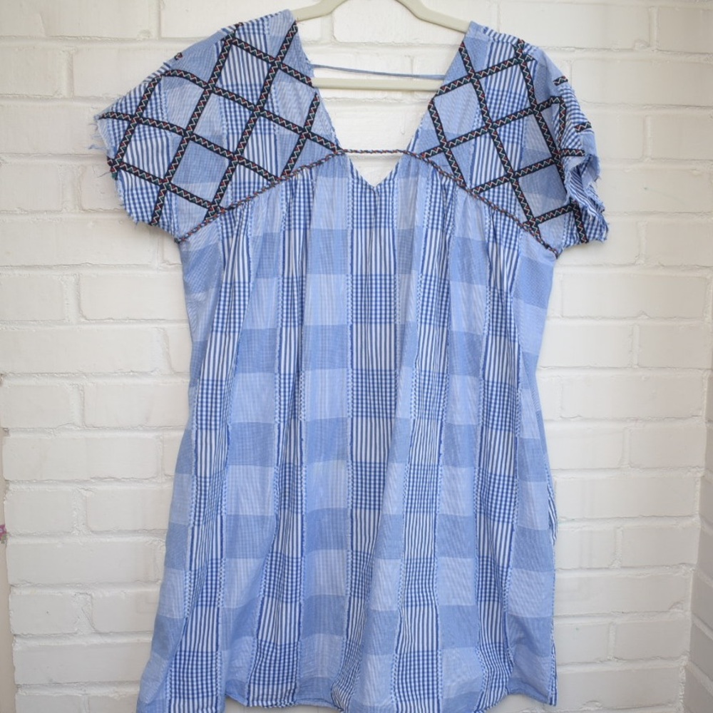 EUC maeve tatum embroidered tunic dress Large